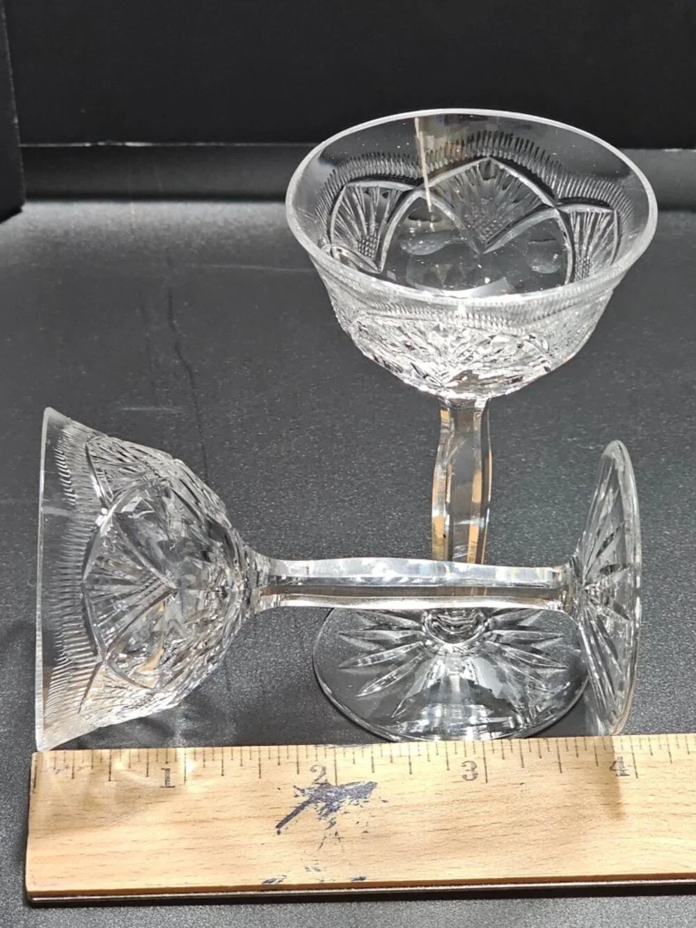 2 Vintage Bohemian Cut Crystal Cordial Glass 2oz Liqueur Stemware Elegant Barwar